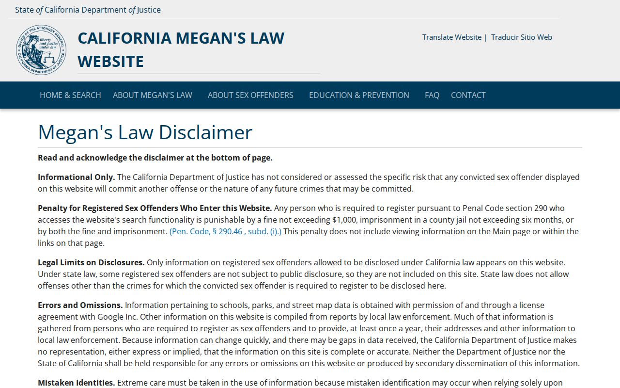 Inglewood neighbors research reference for California Megan's Law search