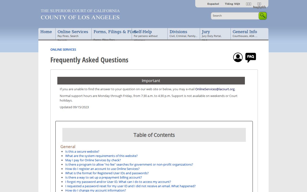 Inglewood resident lookup LA Superior Court name search reference