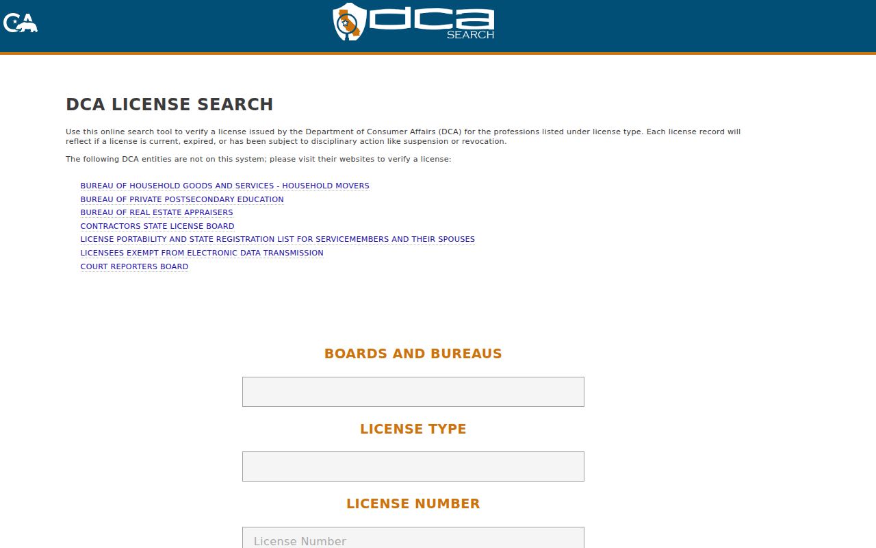 Inglewood resident lookup California professional license search
